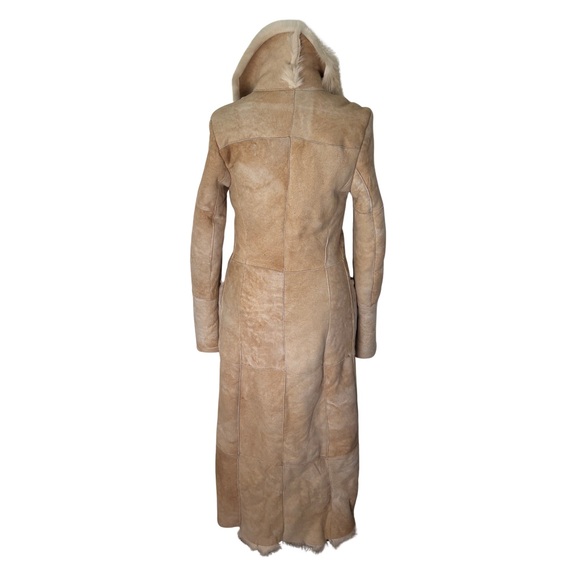 100% Shearling Full Length Camel/Ivory Vintage Coat - Picture 5 of 16